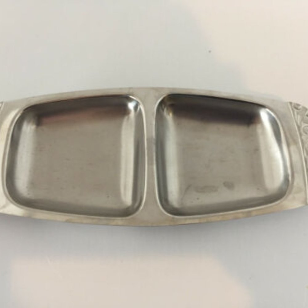 Vtg Alessi Italy INTERNATIONAL STAINLESS 18-8 Steel 4057 Divided Relish Dish MCM - Picture 6 of 7
